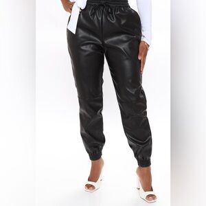 Everybody Looking Faux Leather Joggers - Black